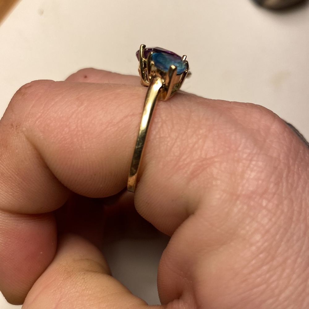 Mei stamped 10K amethyst topaz and diamond ring - Picture 8 of 9